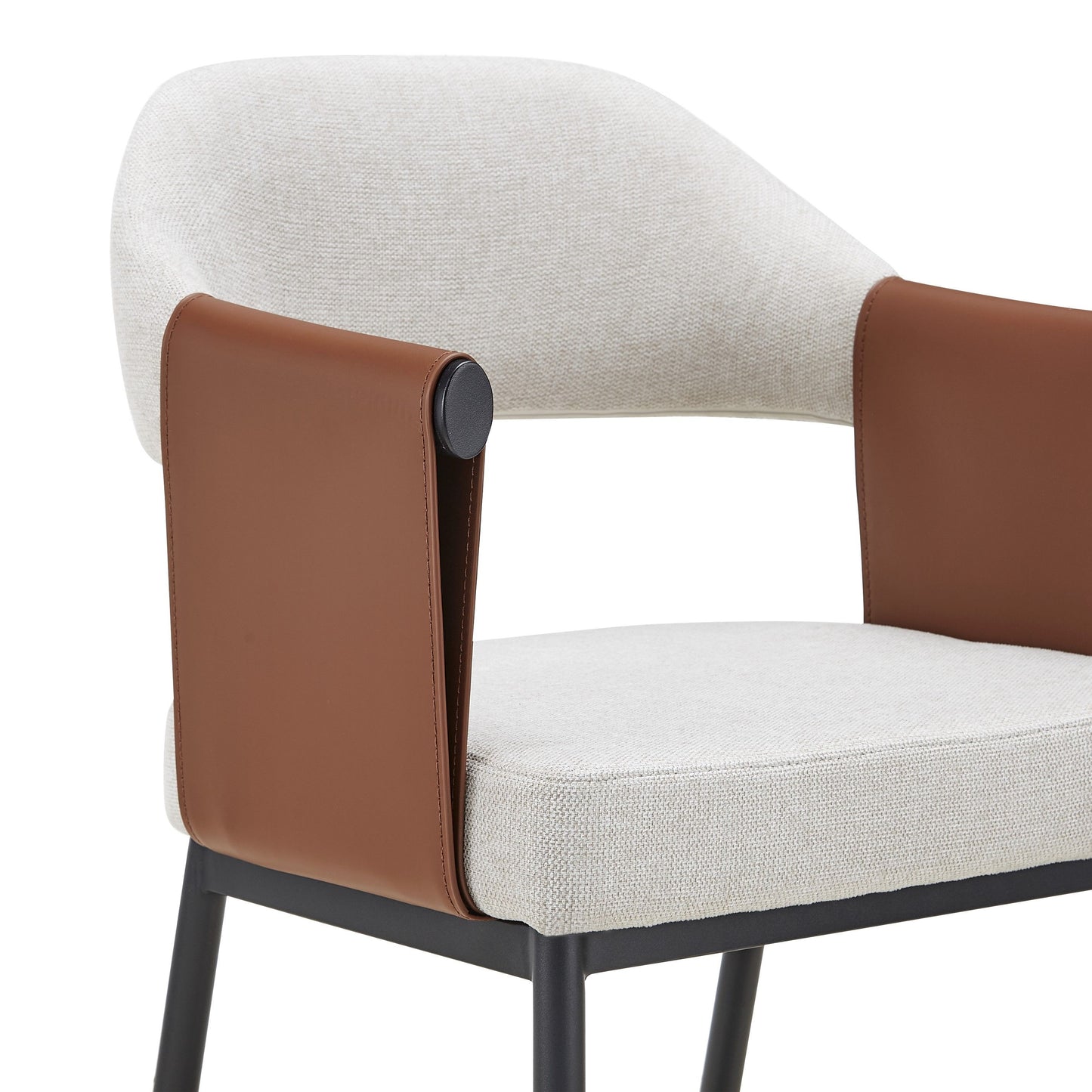 Jensen Modern Light Grey Fabric Camel Vegan Leather Dining Chair