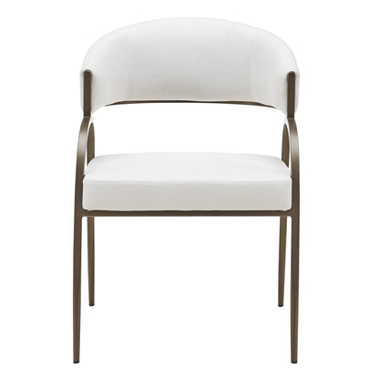 Hudson Modern Off White Fabric Bronze Dining Chair