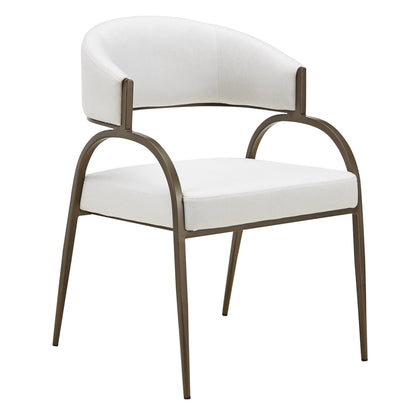 Hudson Modern Off White Fabric Bronze Dining Chair