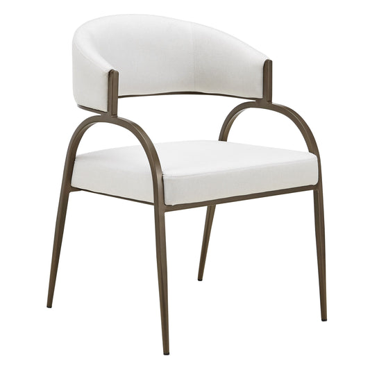 Hudson Modern Off White Fabric Bronze Dining Chair