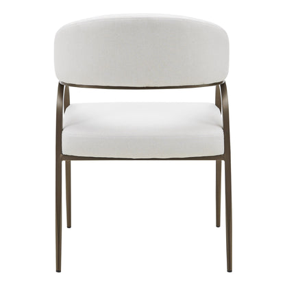 Hudson Modern Off White Fabric Bronze Dining Chair