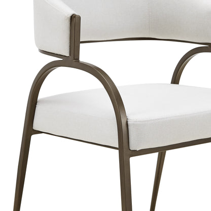 Hudson Modern Off White Fabric Bronze Dining Chair