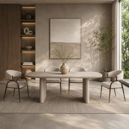 Hudson Modern Off White Fabric Bronze Dining Chair