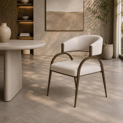 Hudson Modern Off White Fabric Bronze Dining Chair