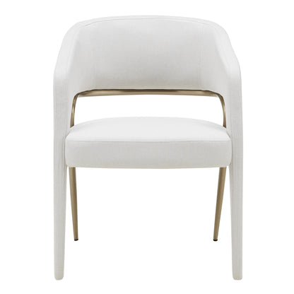 Elson Modern Off White Fabric Antique Brass Dining Chair