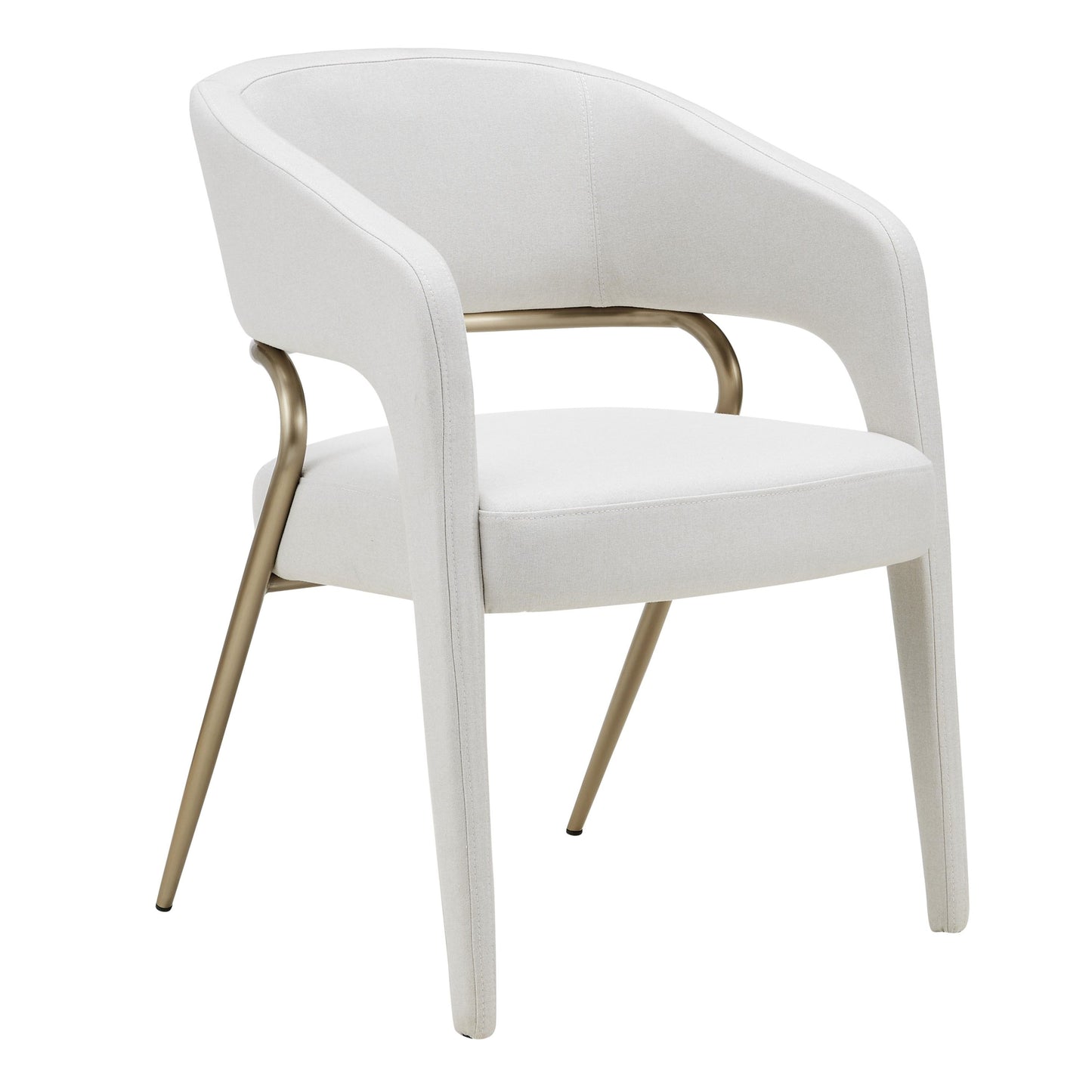 Elson Modern Off White Fabric Antique Brass Dining Chair