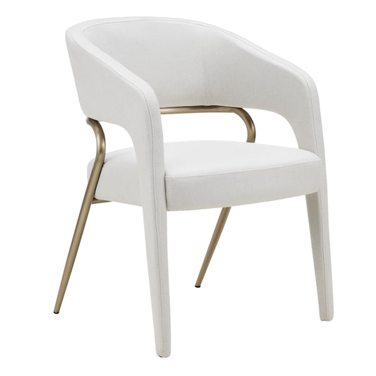 Elson Modern Off White Fabric Antique Brass Dining Chair