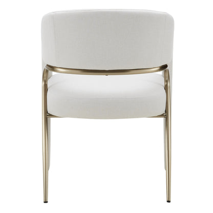 Elson Modern Off White Fabric Antique Brass Dining Chair