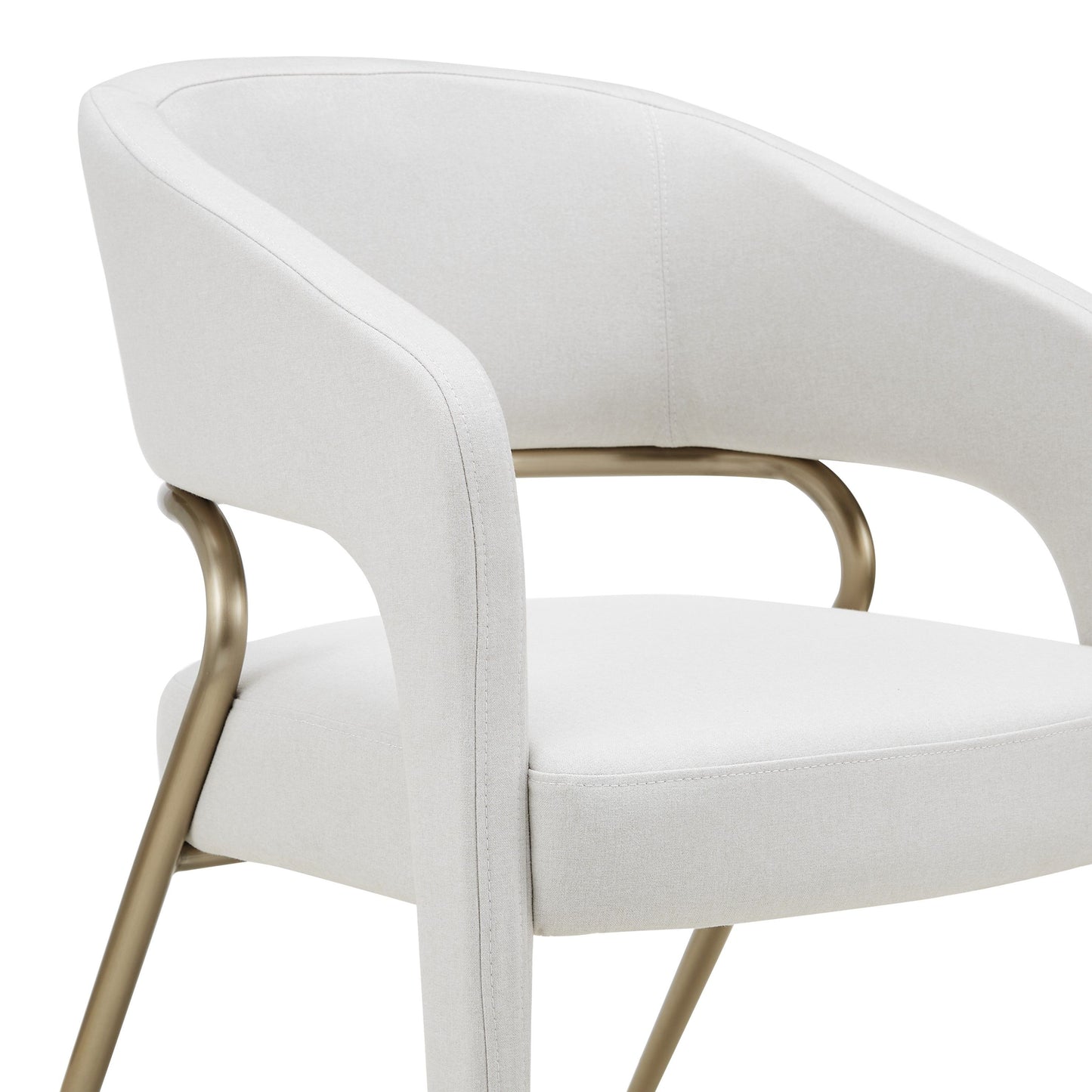 Elson Modern Off White Fabric Antique Brass Dining Chair