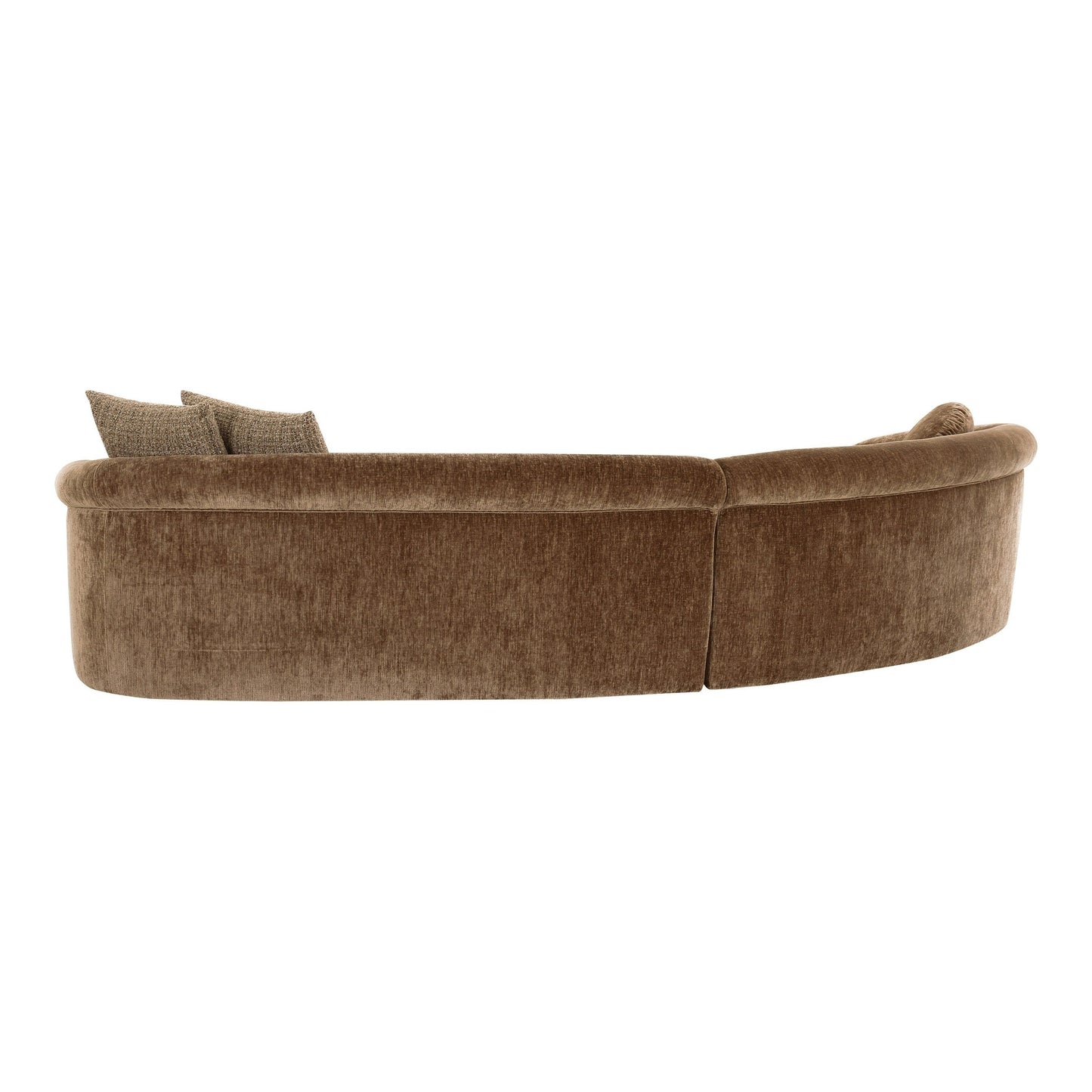 Sheth Modern Brown Fabric Curved 2‑Piece Sectional Sofa with Pillows