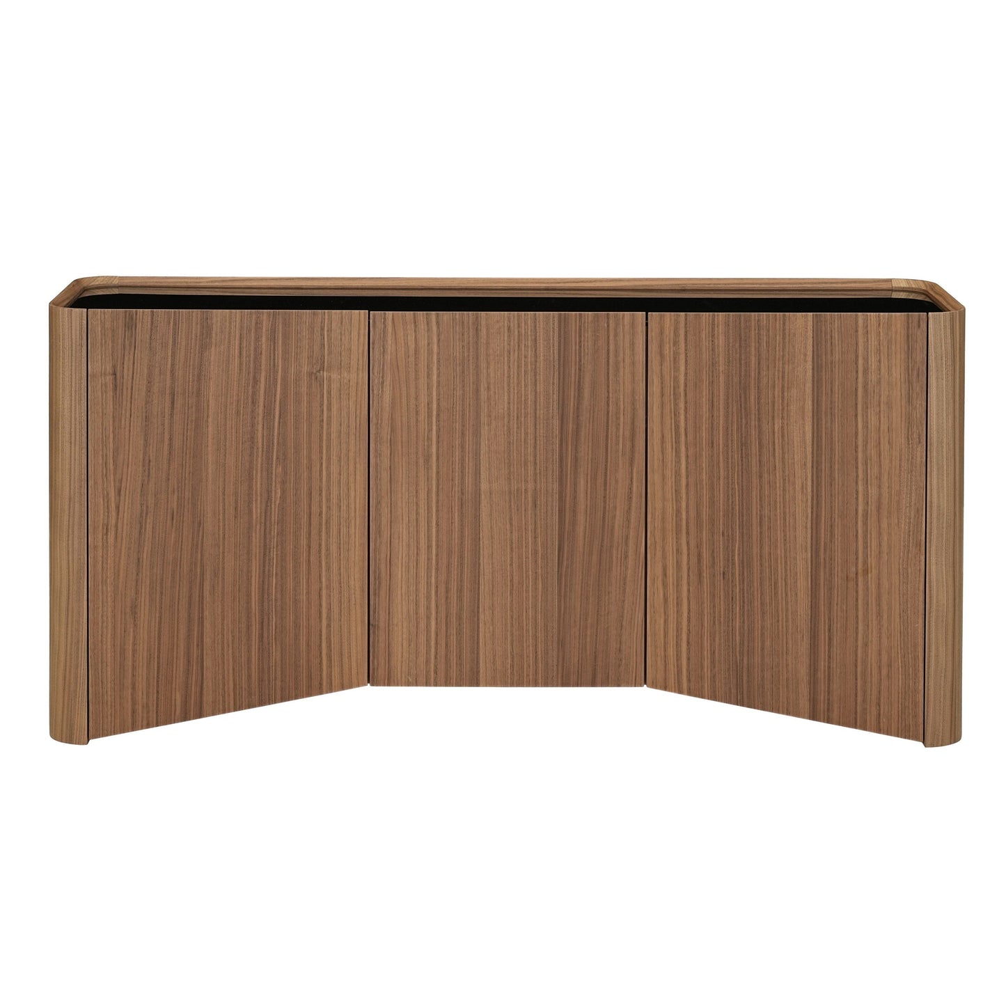 Barbon Modern Black Glass Walnut Buffet