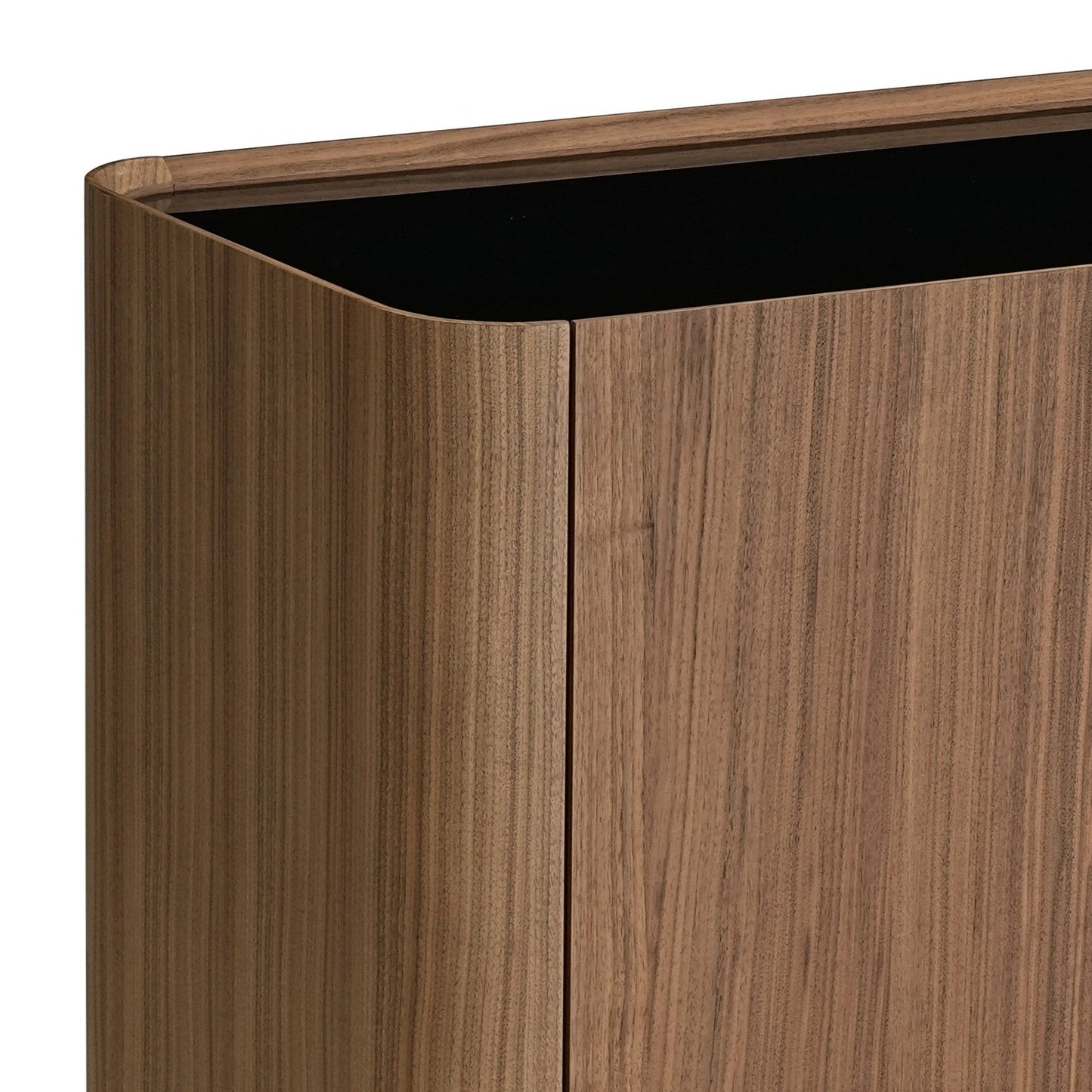 Barbon Modern Black Glass Walnut Buffet