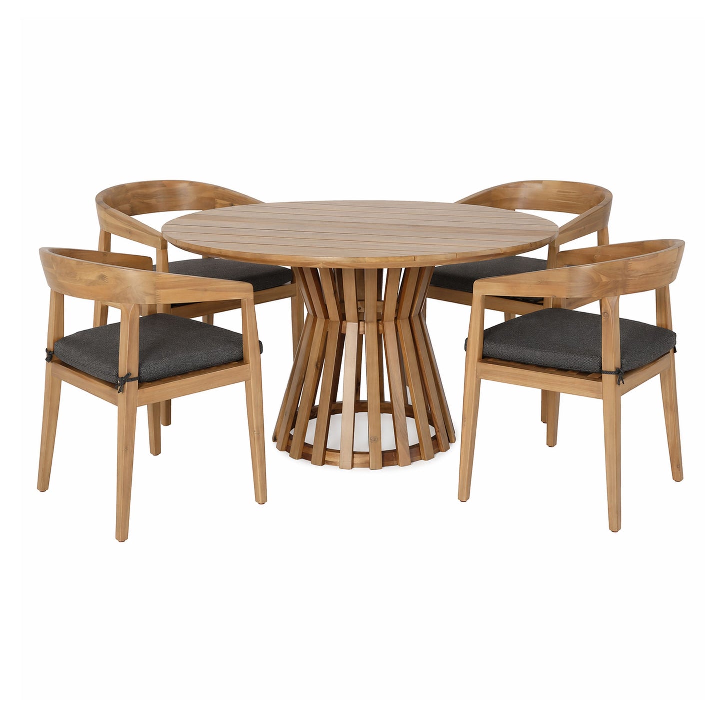 Sintra Outdoor Grey and Eucalyptus Round Dining Table Set