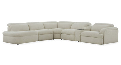 Ambler Modern Off White Fabric Sectional Sofa2 Power Recliners Left Facing Chaise
