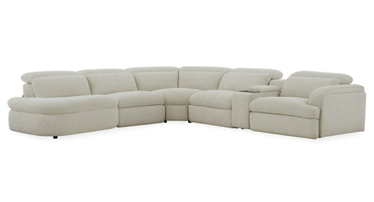 Ambler Modern Off White Fabric Sectional Sofa2 Power Recliners Left Facing Chaise