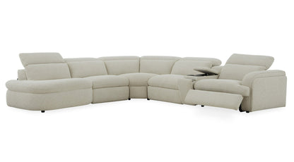 Ambler Modern Off White Fabric Sectional Sofa2 Power Recliners Left Facing Chaise