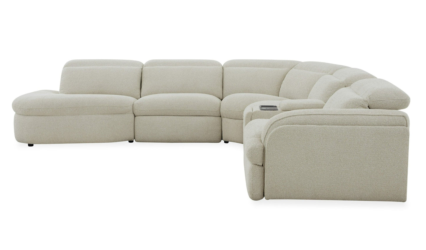 Ambler Modern Off White Fabric Sectional Sofa2 Power Recliners Left Facing Chaise