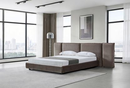 Breslow Modern Dark Taupe Velvet Bed