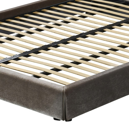 Breslow Modern Dark Taupe Velvet Bed