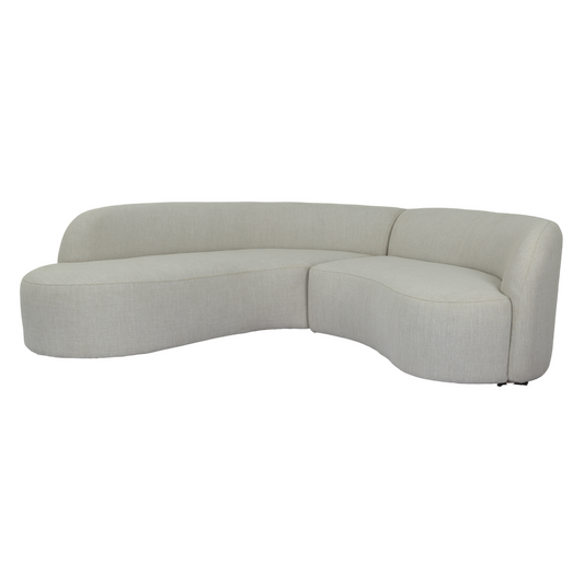 Lucena Outdoor Oyster Olefin Fabric Curved Sectional Sofa