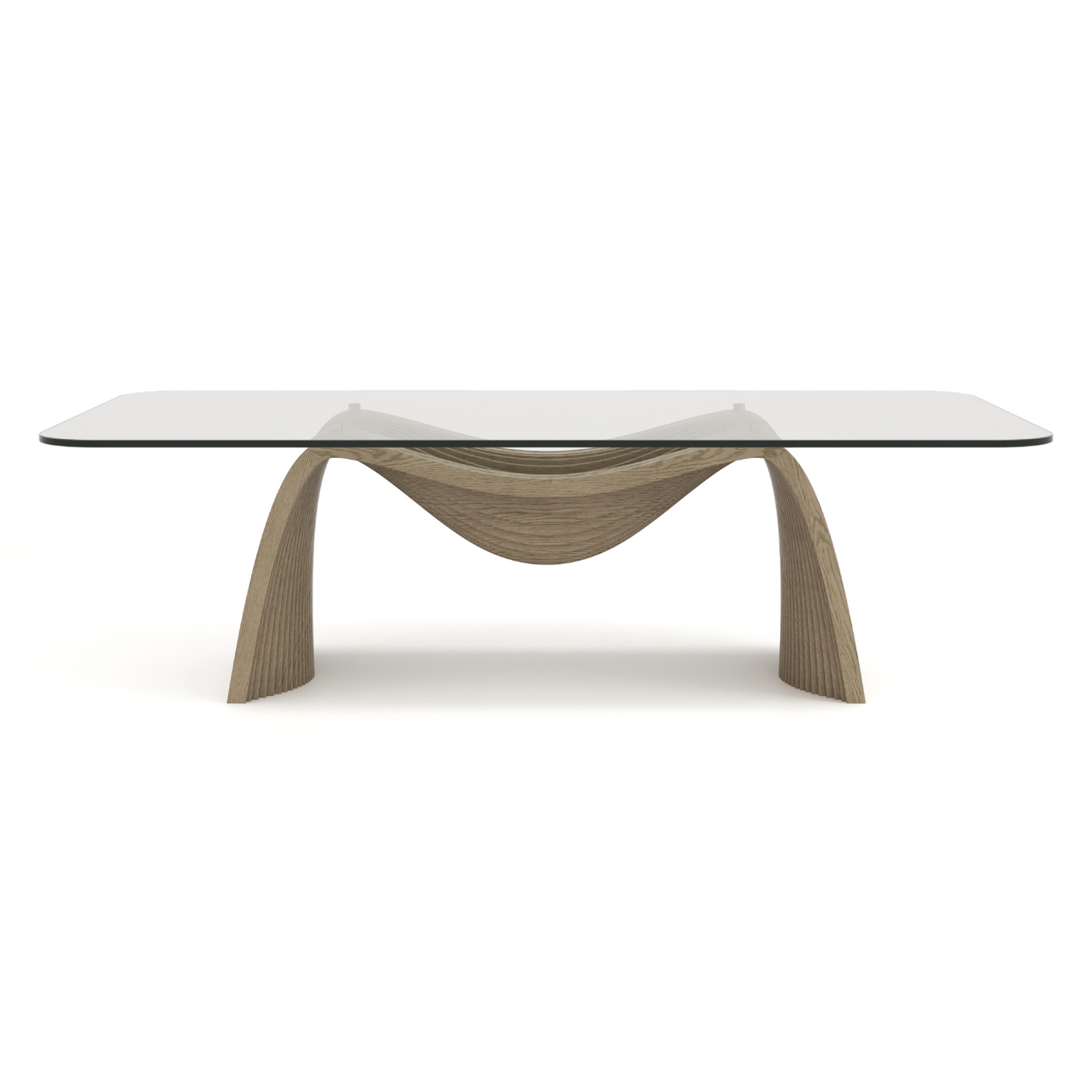 Pangea Mid‑Century Modern Glass and Buckwheat Ash Dining Table