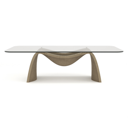 Pangea Mid‑Century Modern Glass and Buckwheat Ash Dining Table