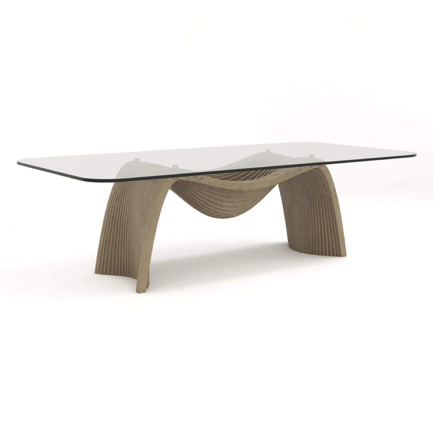 Pangea Mid‑Century Modern Glass and Buckwheat Ash Dining Table