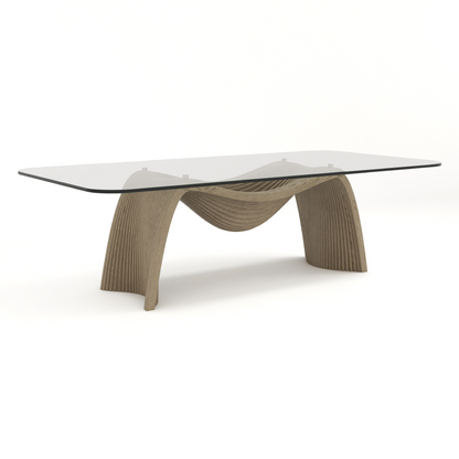 Pangea Mid‑Century Modern Glass and Buckwheat Ash Dining Table