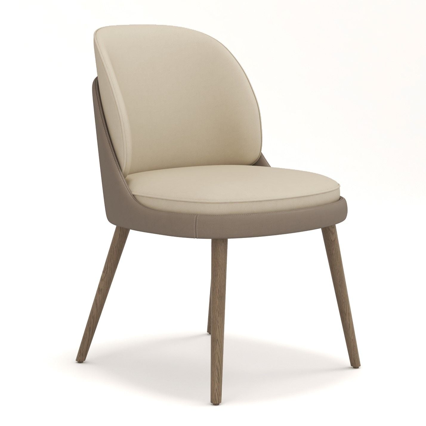Pangea Mid‑Century Modern Cream and Taupe Vegan Leather Dining Chair Set
