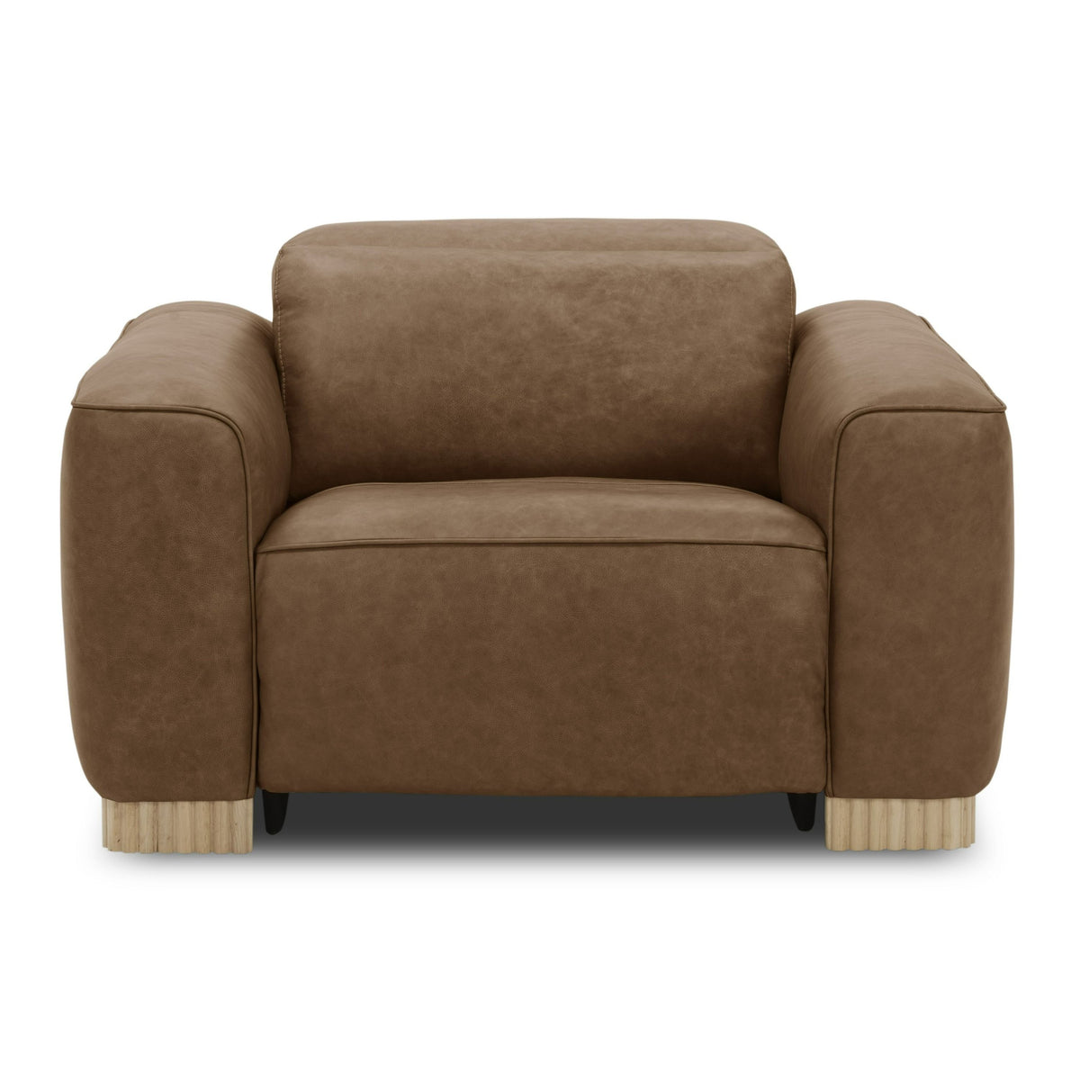 Nouveau Aris Brown Leather Recliner Chair with Power Headrest