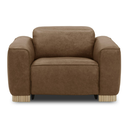 Nouveau Aris Brown Leather Recliner Chair with Power Headrest