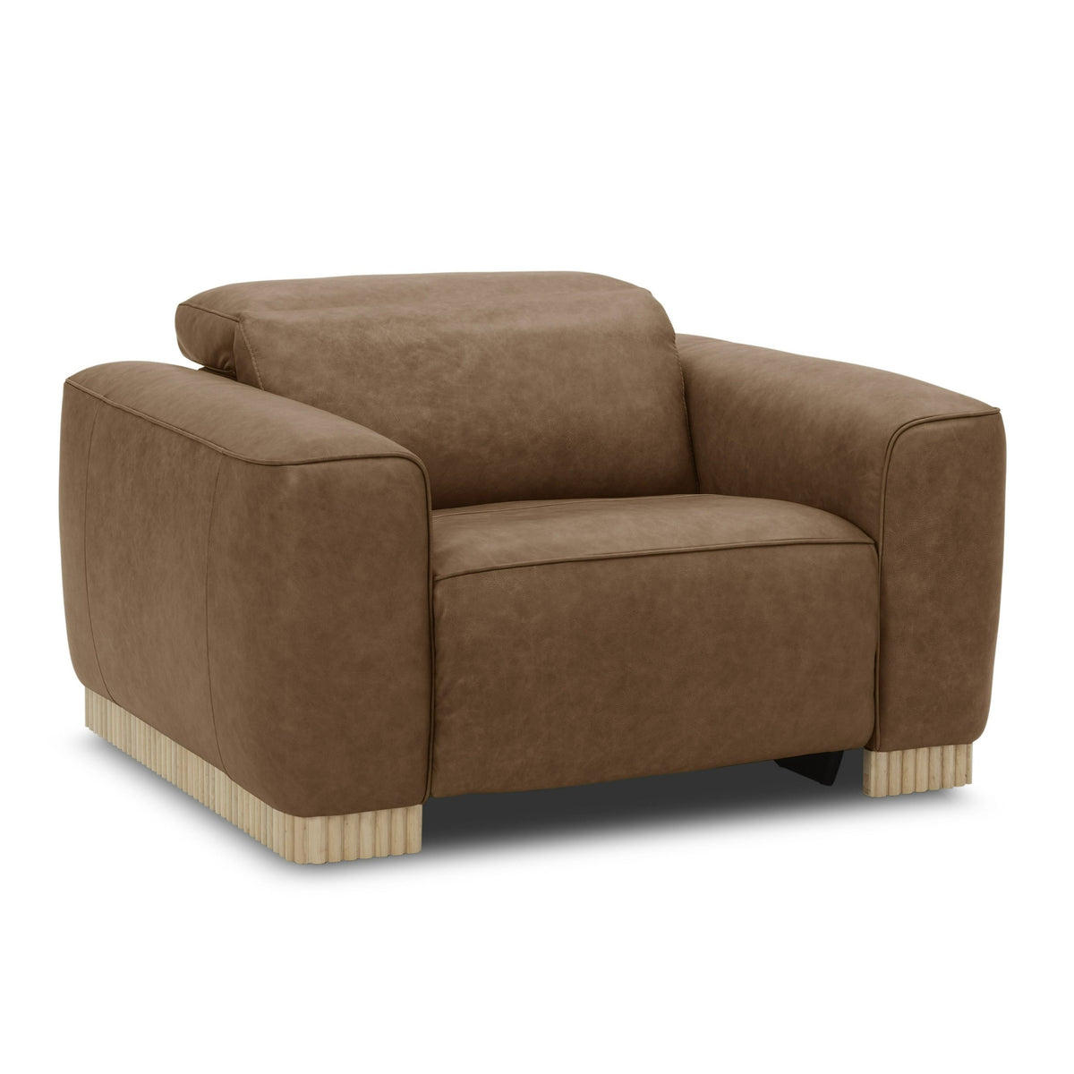 Nouveau Aris Brown Leather Recliner Chair with Power Headrest