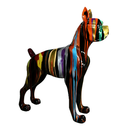 Large Dog Black and Multi‑Color Sculpture