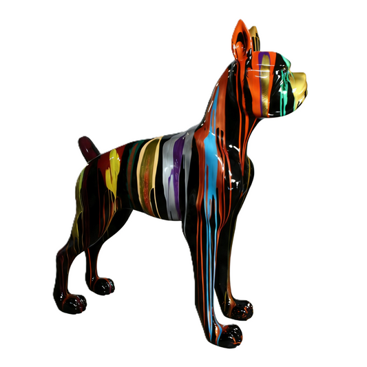 Large Dog Black and Multi‑Color Sculpture