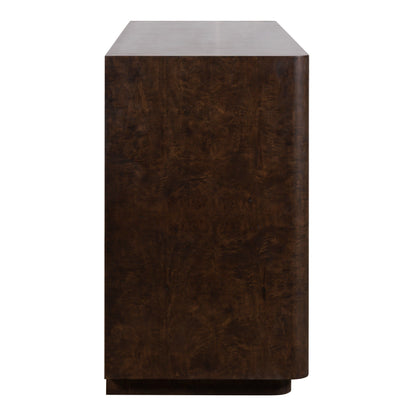 Perez Modern Dark Poplar Burl 6-Drawer Horizontal Dresser