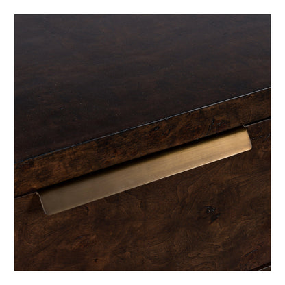 Perez Modern Dark Poplar Burl 6-Drawer Horizontal Dresser