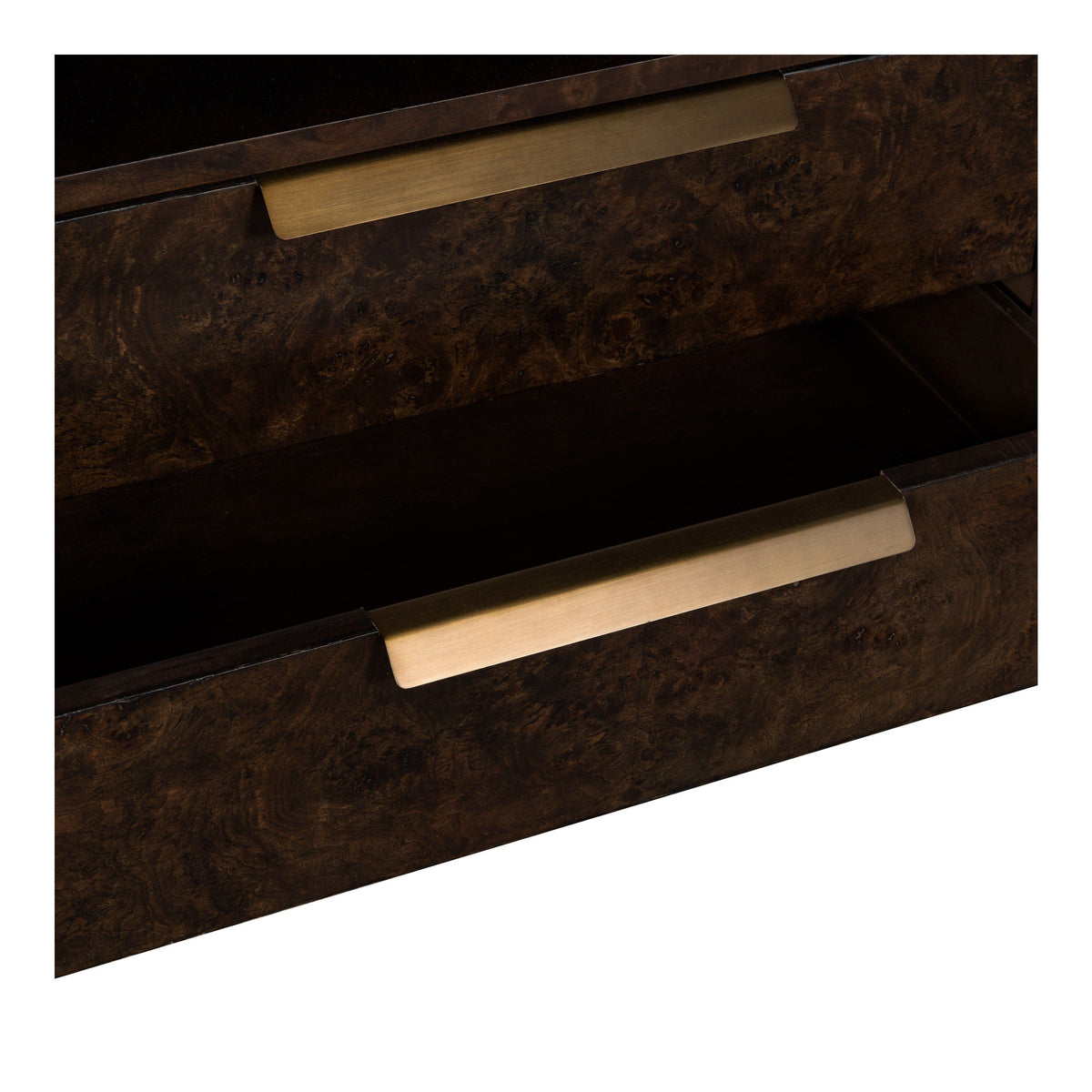Perez Modern Dark Poplar Burl 2-Drawer Nightstand with Open Shelf