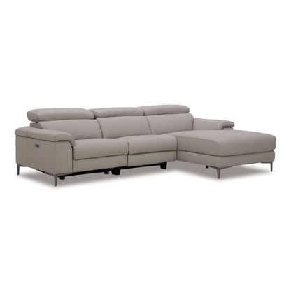 Meidas Light Grey Leather Right‑Facing Chaise Sectional with Recliners