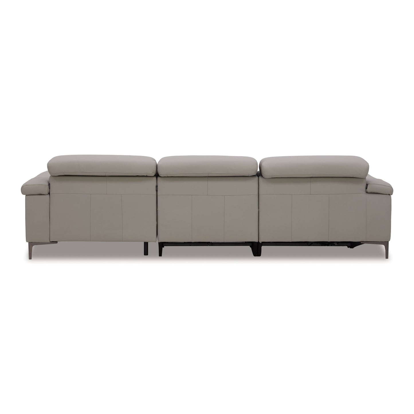 Meidas Light Grey Leather Right‑Facing Chaise Sectional with Recliners