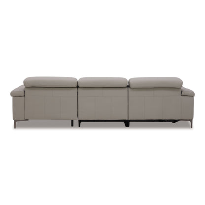 Meidas Light Grey Leather Right‑Facing Chaise Sectional with Recliners