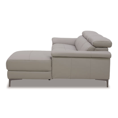 Meidas Light Grey Leather Right‑Facing Chaise Sectional with Recliners