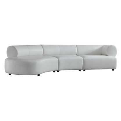 Stuart Contemporary White Leather Left Facing Chaise Sectional Sofa