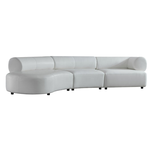 Stuart Contemporary White Leather Left Facing Chaise Sectional Sofa