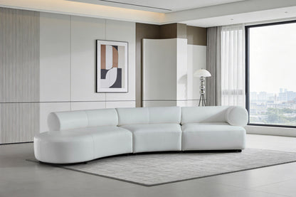 Stuart Contemporary White Leather Left Facing Chaise Sectional Sofa