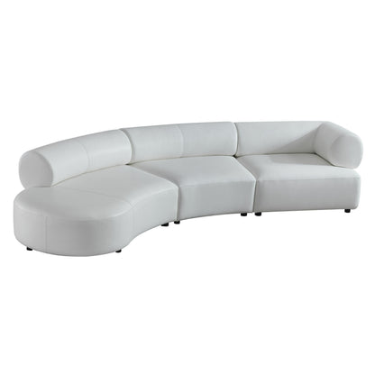 Stuart Contemporary White Leather Left Facing Chaise Sectional Sofa