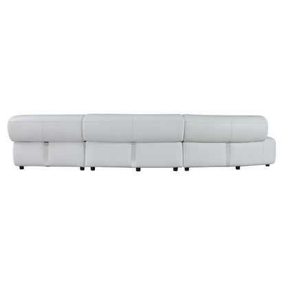 Stuart Contemporary White Leather Left Facing Chaise Sectional Sofa
