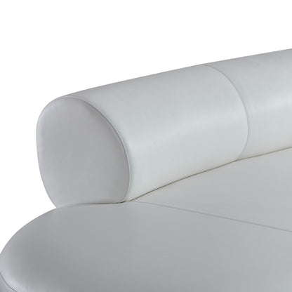 Stuart Contemporary White Leather Left Facing Chaise Sectional Sofa