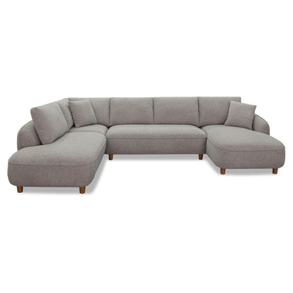 Joslin Modern Grey Fabric U‑Shaped Sectional Sofa
