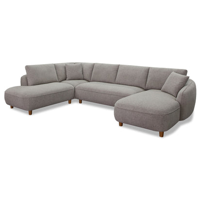 Joslin Modern Grey Fabric U‑Shaped Sectional Sofa