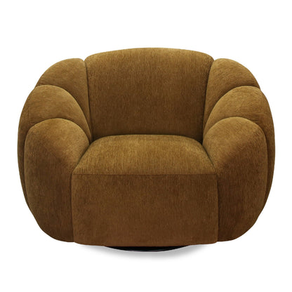Thune Modern Brown Fabric Swivel Accent Chair